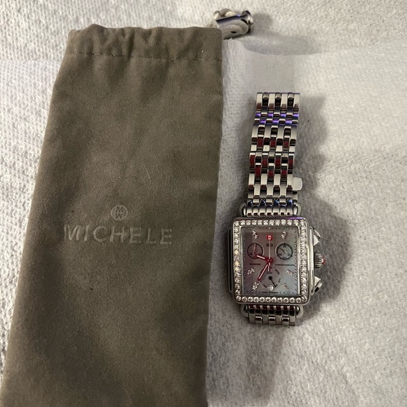 MICHELE Womens Deco wristwatch. 2kts Diamonds - Picture 2 of 10